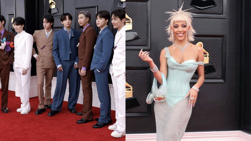 BTS e Doja Cat, Grammy 2022/Reprodução Twitter